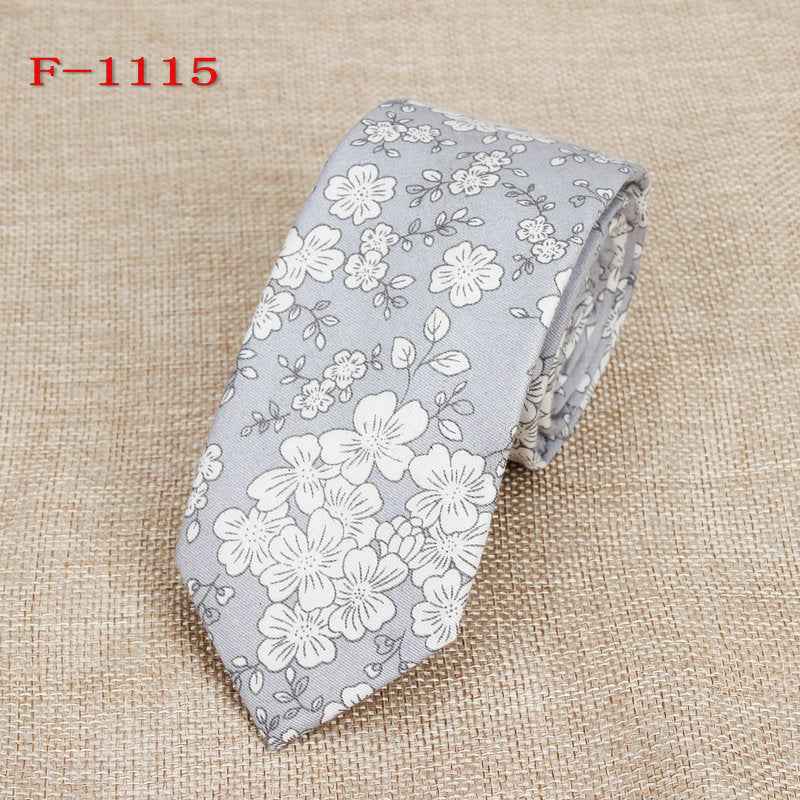 Personalized Pattern Narrow Floral Cotton Tie