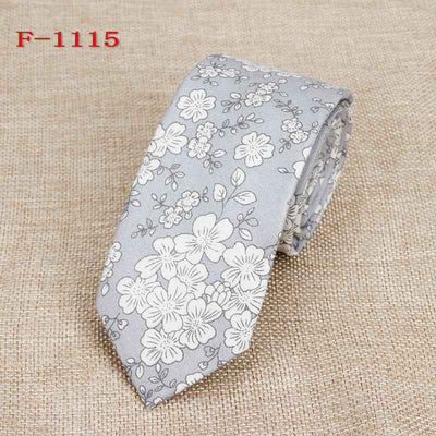 Personalized Pattern Narrow Floral Cotton Tie