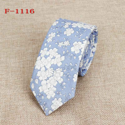 Personalized Pattern Narrow Floral Cotton Tie