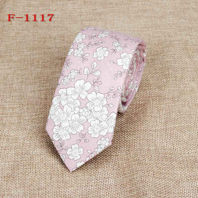 Personalized Pattern Narrow Floral Cotton Tie