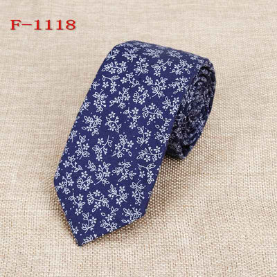 Personalized Pattern Narrow Floral Cotton Tie
