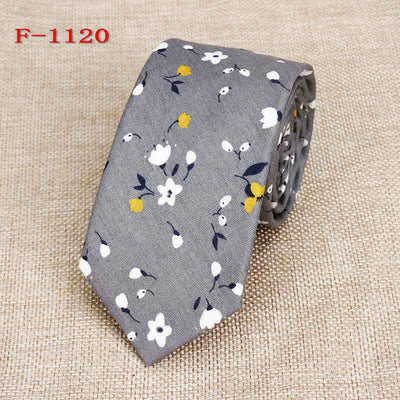 Personalized Pattern Narrow Floral Cotton Tie