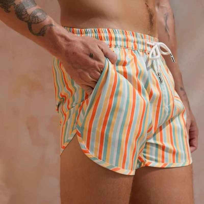 Men's Sports Casual Shorts Polyester Woven Quick-drying Full Printed Single Layer Beach Pants
