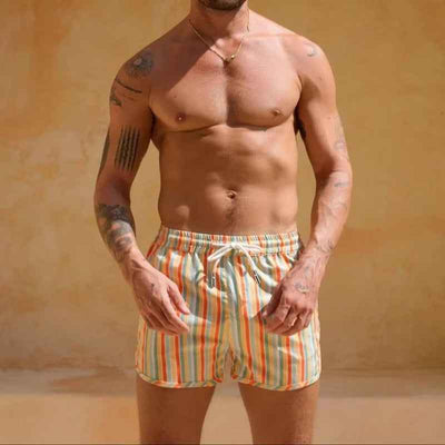 Men's Sports Casual Shorts Polyester Woven Quick-drying Full Printed Single Layer Beach Pants