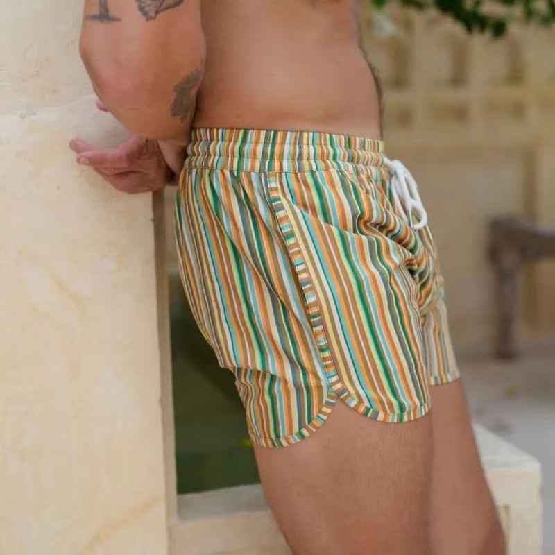 Men's Sports Casual Shorts Polyester Woven Quick-drying Full Printed Single Layer Beach Pants