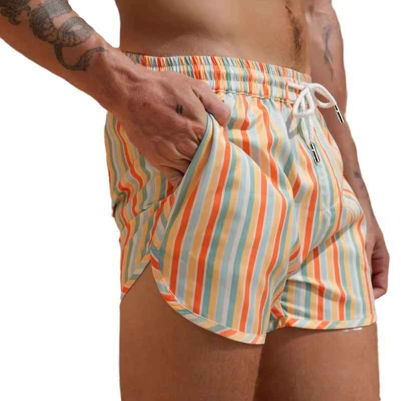 Men's Sports Casual Shorts Polyester Woven Quick-drying Full Printed Single Layer Beach Pants