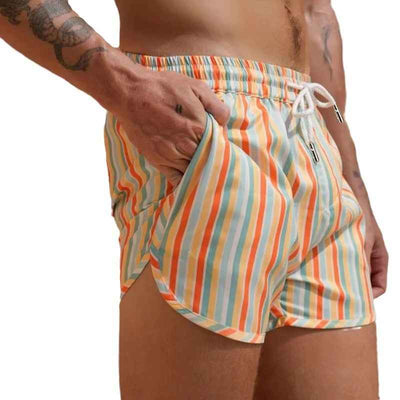 Men's Sports Casual Shorts Polyester Woven Quick-drying Full Printed Single Layer Beach Pants