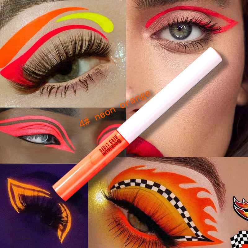 Professional Shiny Eyeliner Cosmetic Pigment UV Neon Makeup Liquid Glitter Eyeliner Quick Dry Glow Kit In Dark Fluorescence Beau