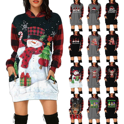 Christmas City Casual Hooded Loose fitting Dress