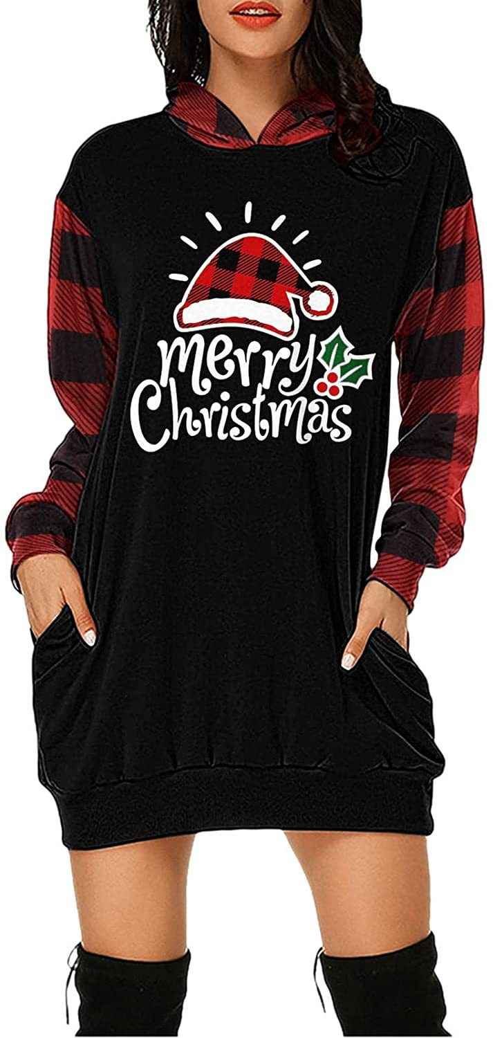 Christmas City Casual Hooded Loose fitting Dress