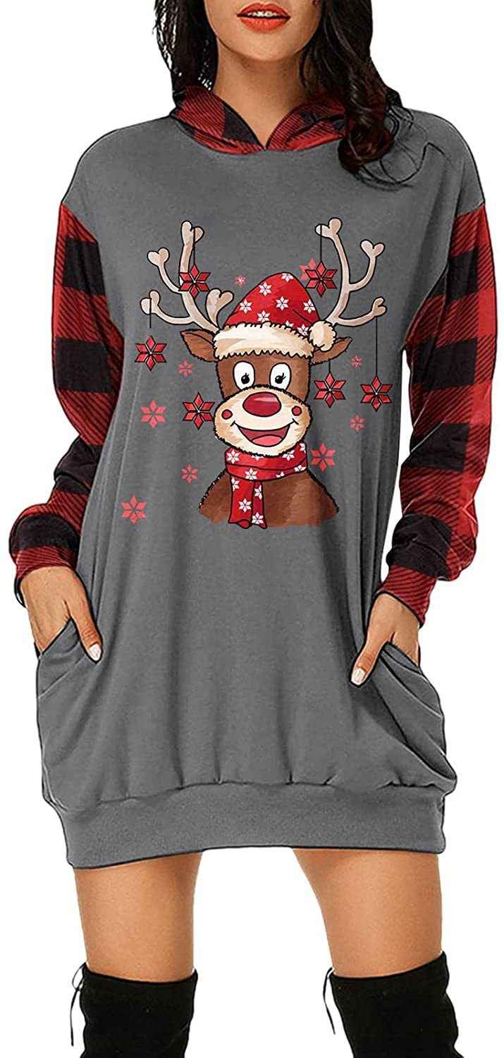 Christmas City Casual Hooded Loose fitting Dress