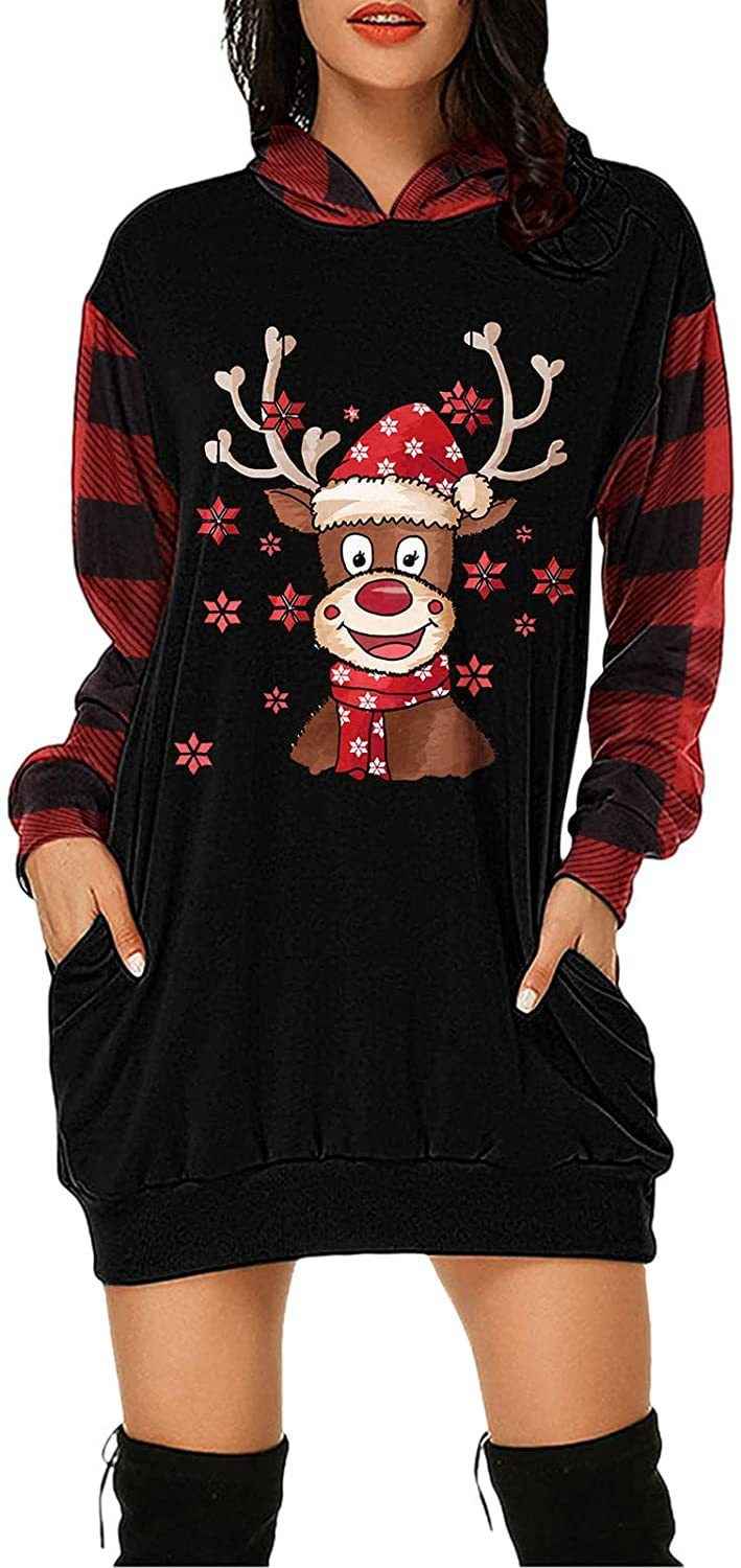 Christmas City Casual Hooded Loose fitting Dress