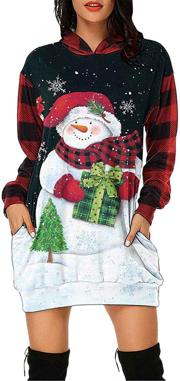 Christmas City Casual Hooded Loose fitting Dress