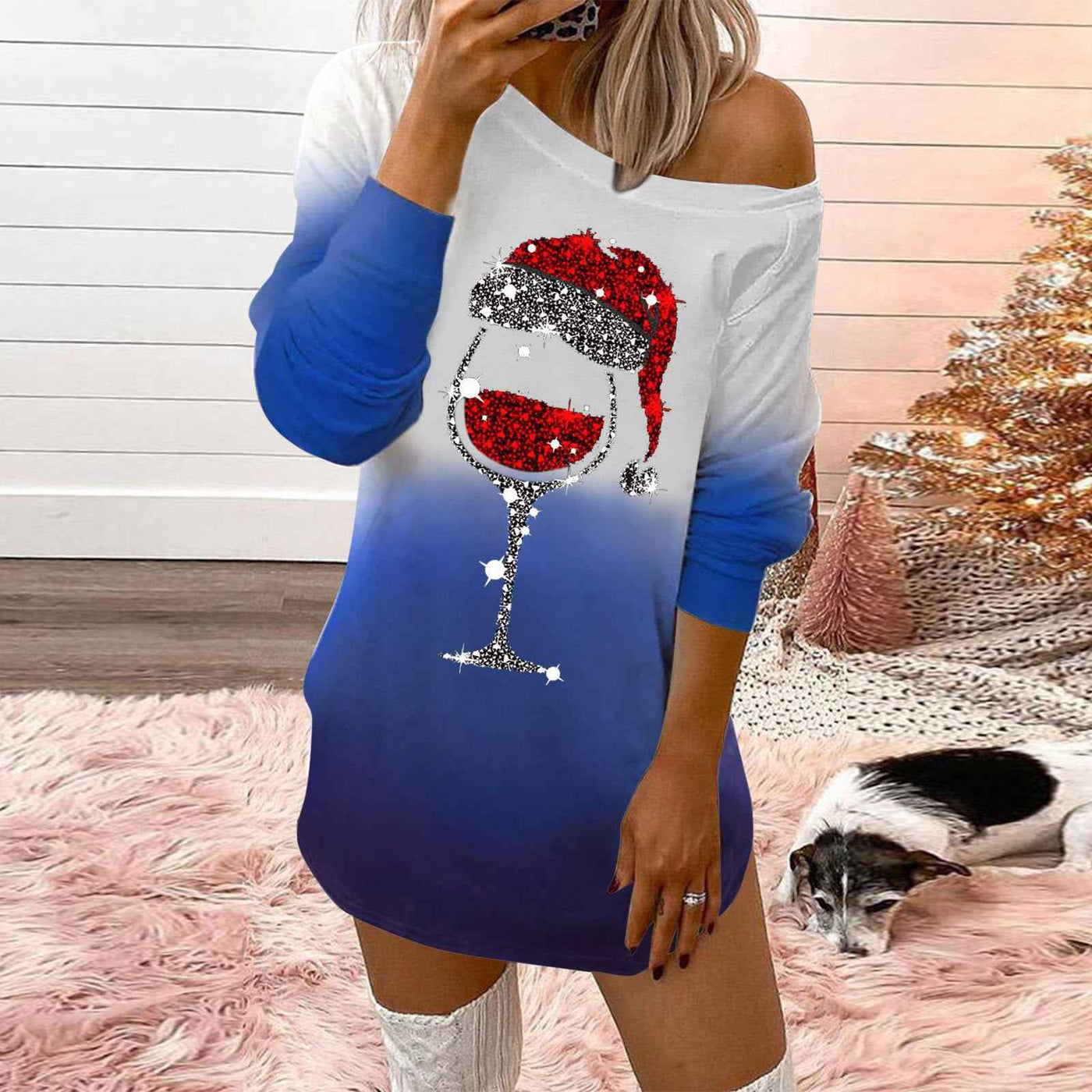 Fashionable Christmas Print Crew Neck Sweatshirt