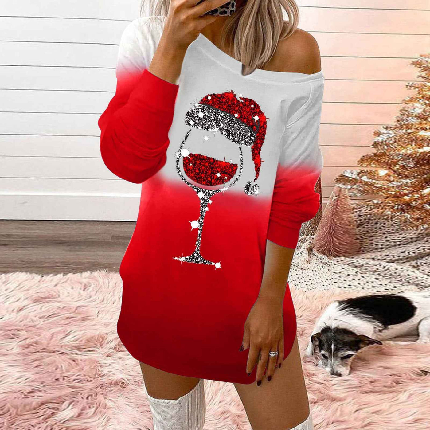 Fashionable Christmas Print Crew Neck Sweatshirt