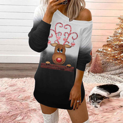 Fashionable Christmas Print Crew Neck Sweatshirt