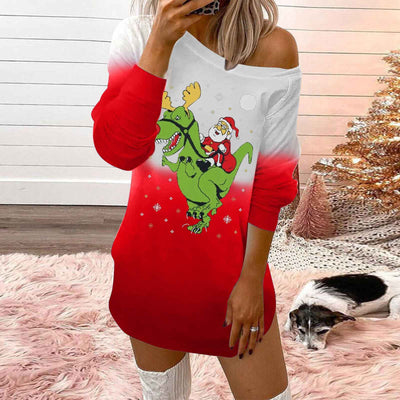Fashionable Christmas Print Crew Neck Sweatshirt