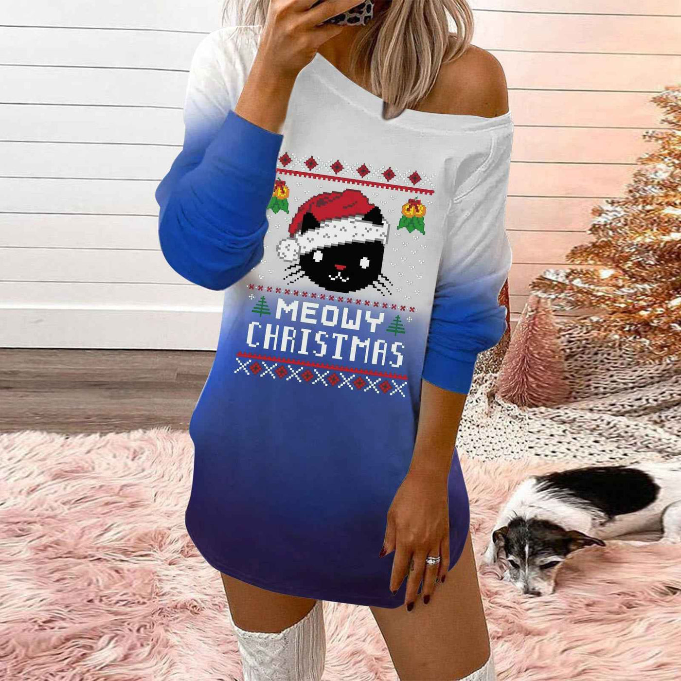 Fashionable Christmas Print Crew Neck Sweatshirt