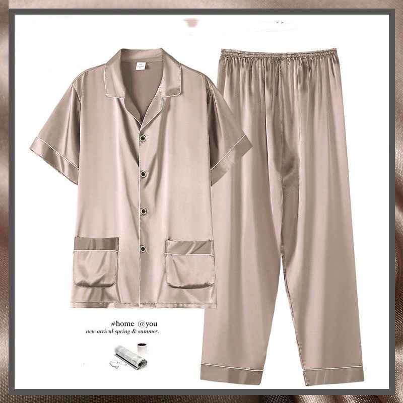 Men's Summer Short Sleeve Trousers Thin Homewear Suit