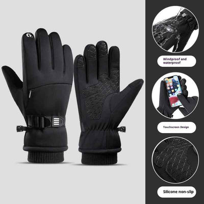 Fleece-lined Thick Waterproof And Cold-resistant Gloves