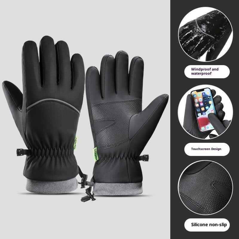 Fleece-lined Thick Waterproof And Cold-resistant Gloves