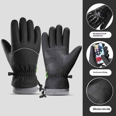 Fleece-lined Thick Waterproof And Cold-resistant Gloves