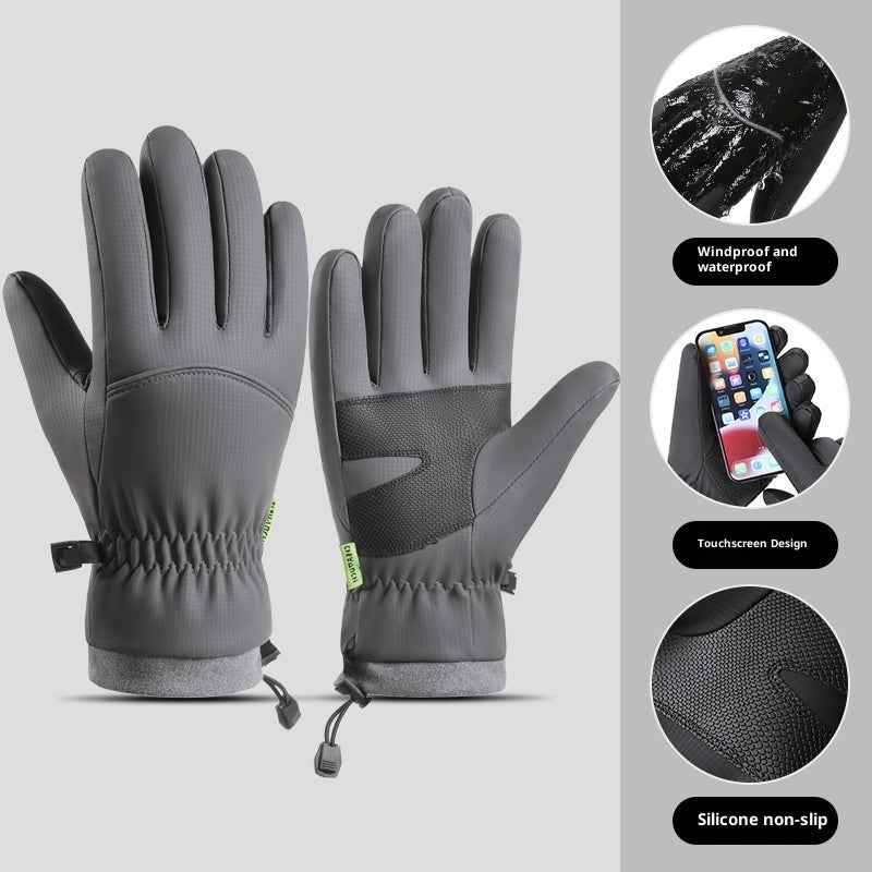 Fleece-lined Thick Waterproof And Cold-resistant Gloves