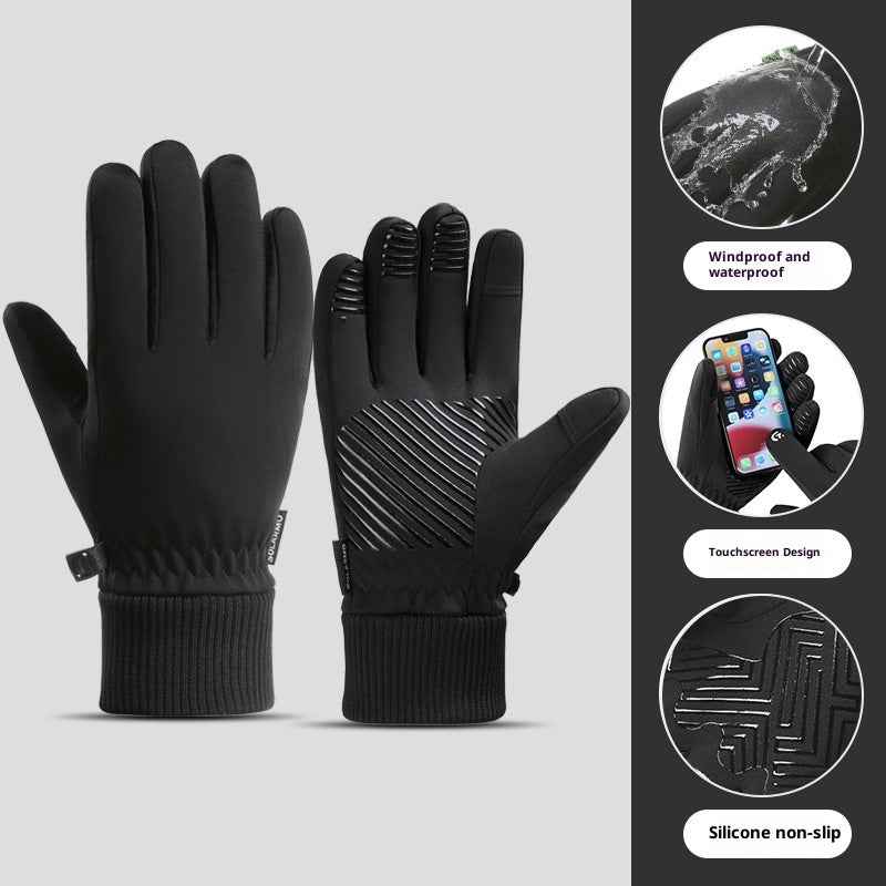 Fleece-lined Thick Waterproof And Cold-resistant Gloves