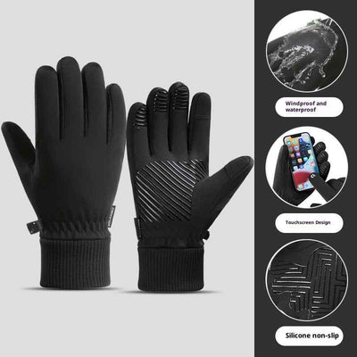 Fleece-lined Thick Waterproof And Cold-resistant Gloves