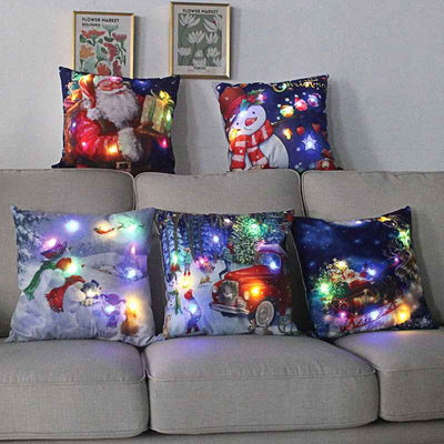Colorful Lights Christmas Glow Pillow