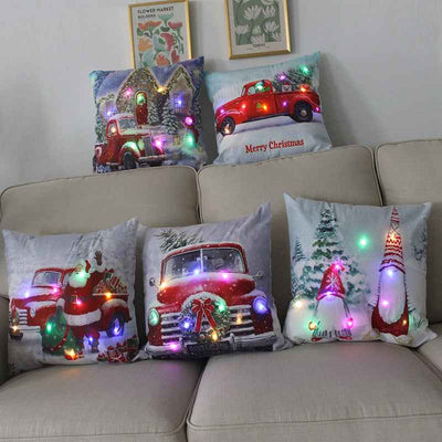 Colorful Lights Christmas Glow Pillow