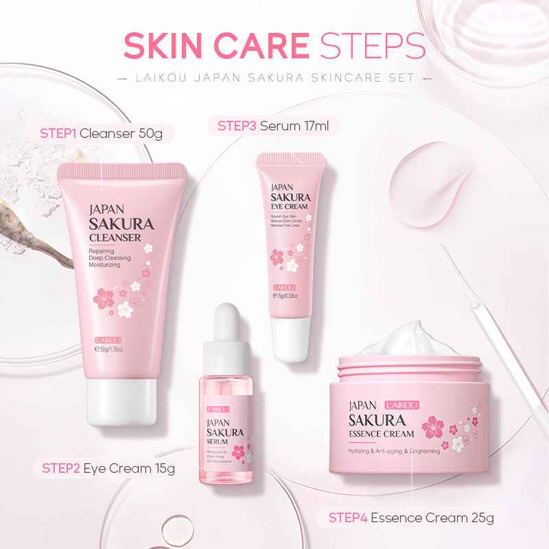 Sakura Skin Care Set 4-piece Set Cleansing Eye Cream Face Cream