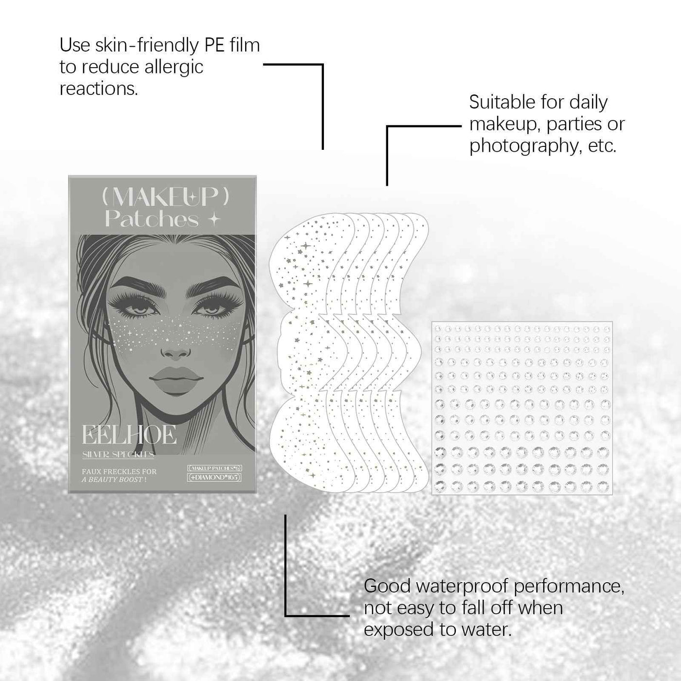 Glitter Spots Tattoo Sticker Easy Freckles