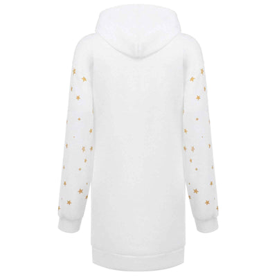 Christmas hot sale printed mid-length pocket hooded long-sleeved sweater