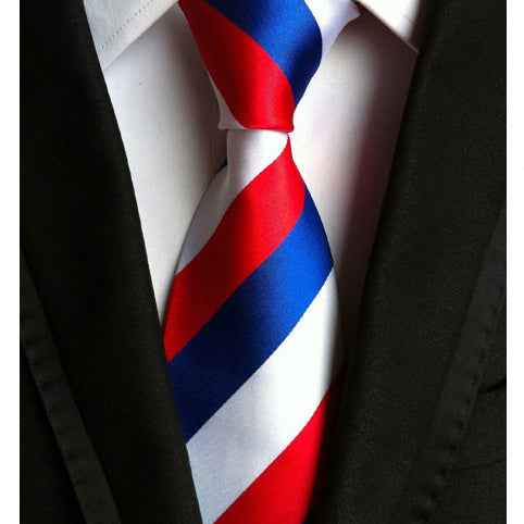 Business Executive Tie Polyester Silk Jacquard Big Stripe Tie