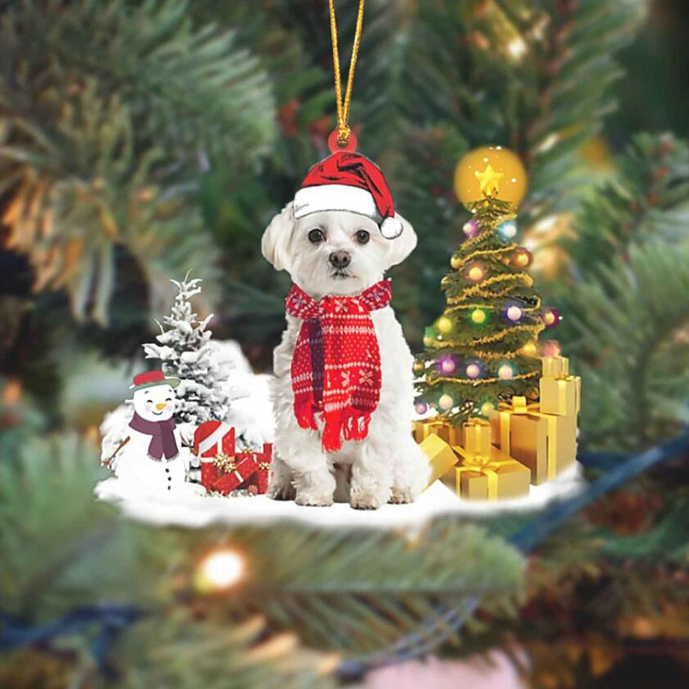 Christmas Family Puppies Decorate Trees With Lights
