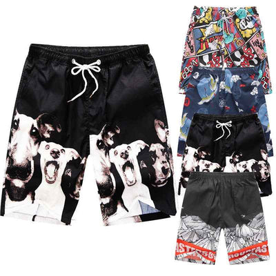 Men's Printed Casual Beach Shorts Waist-up Printed Pattern Travel Pants