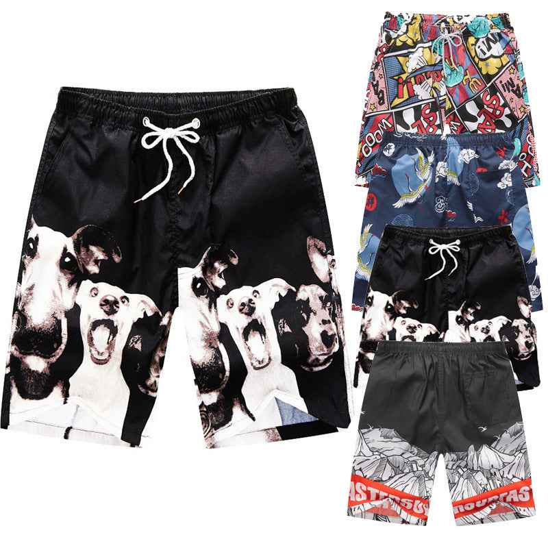 Men's Printed Casual Beach Shorts Waist-up Printed Pattern Travel Pants