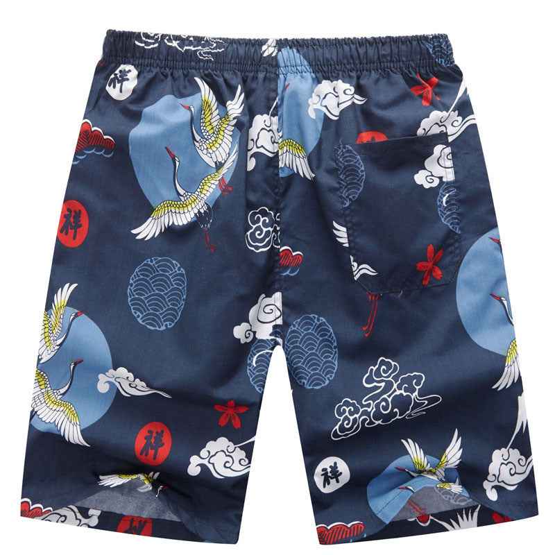 Men's Printed Casual Beach Shorts Waist-up Printed Pattern Travel Pants