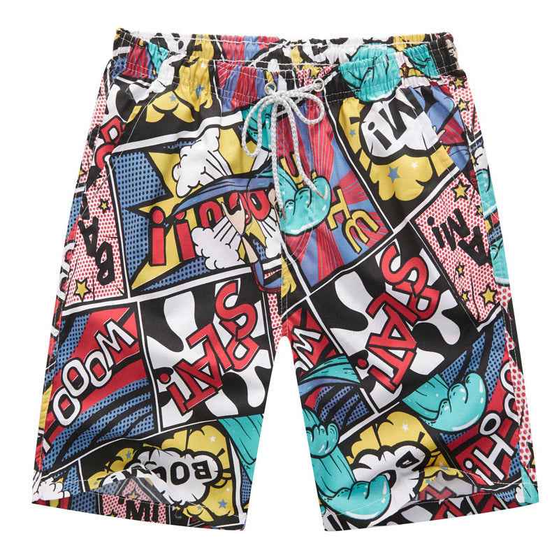 Men's Printed Casual Beach Shorts Waist-up Printed Pattern Travel Pants
