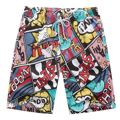 Men's Printed Casual Beach Shorts Waist-up Printed Pattern Travel Pants