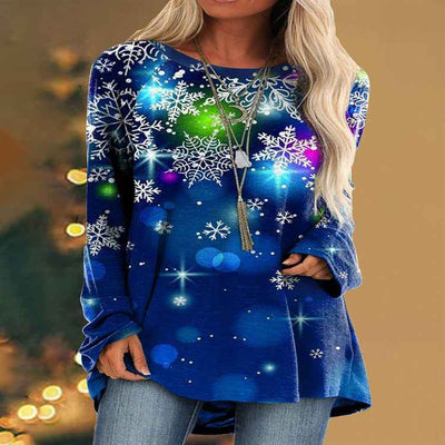 New Autumn And Winter Slim Fit Round-neck Pullover Christmas Element Printing