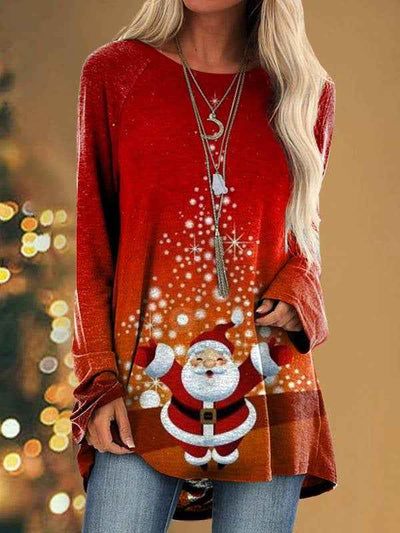 New Autumn And Winter Slim Fit Round-neck Pullover Christmas Element Printing