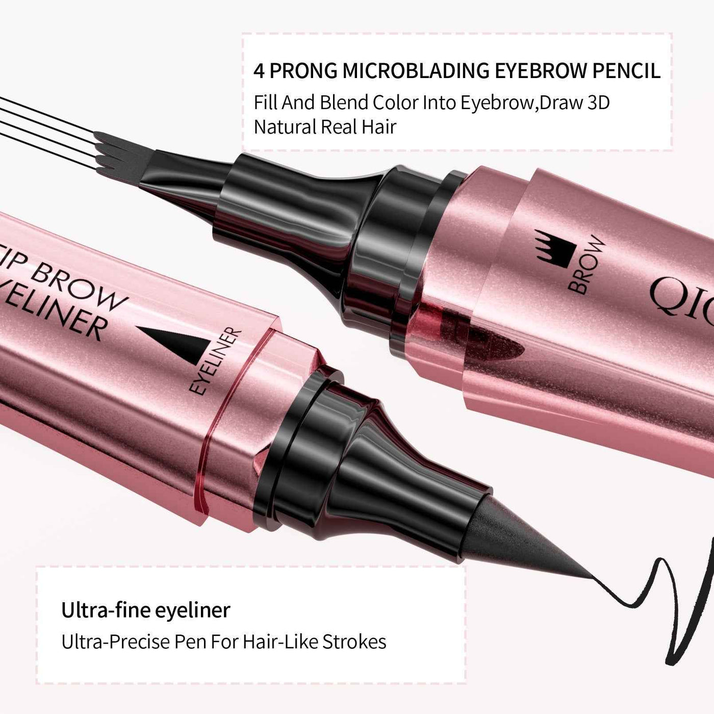 Double-headed 3D Micro-carved Liquid Four-fork Eyebrow Pencil Eyeliner 2-in-one Dual-purpose Eye