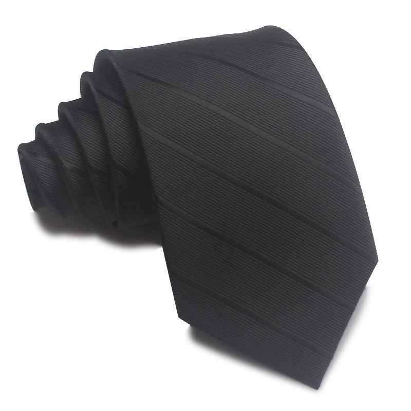 8CM Polyester Jacquard Striped Tie Men's Business Formal Red Black Blue