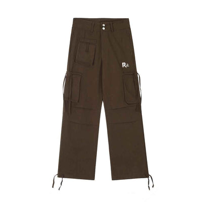 Multi-pocket Straight Cargo Pants Men's Loose