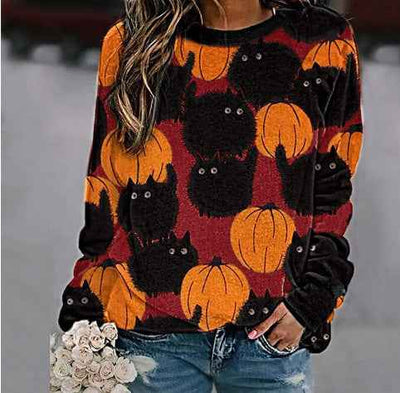 Long-sleeved round neck tie-dye printed Christmas tree sweater