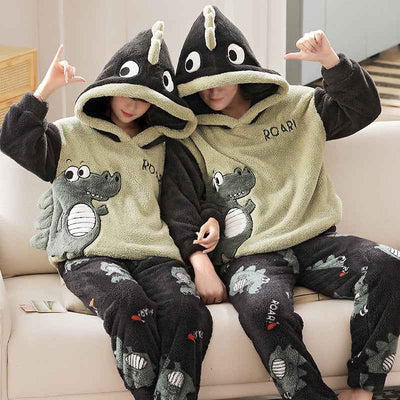 Fashion Hooded Coral Fleece Casual Loungewear Set