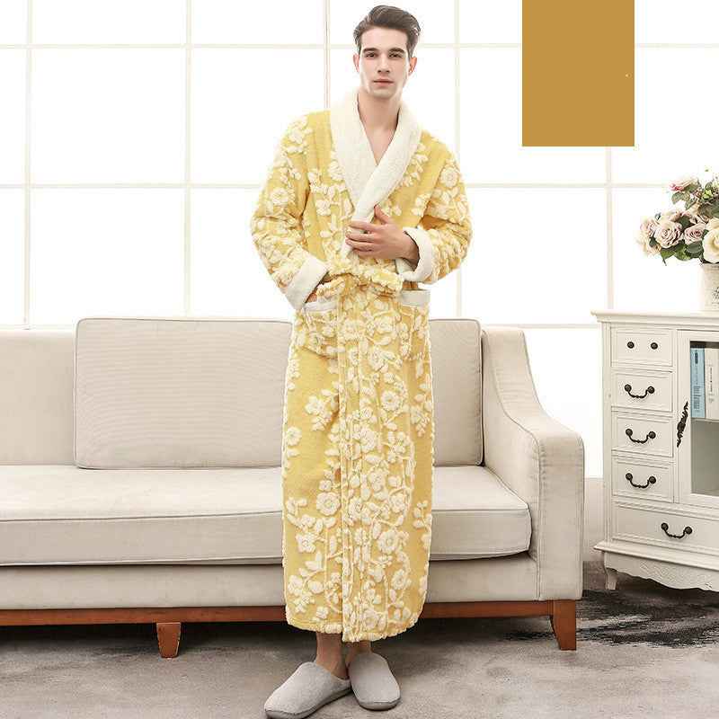 Jacquard Double Layer Thickened Flannel Nightgown