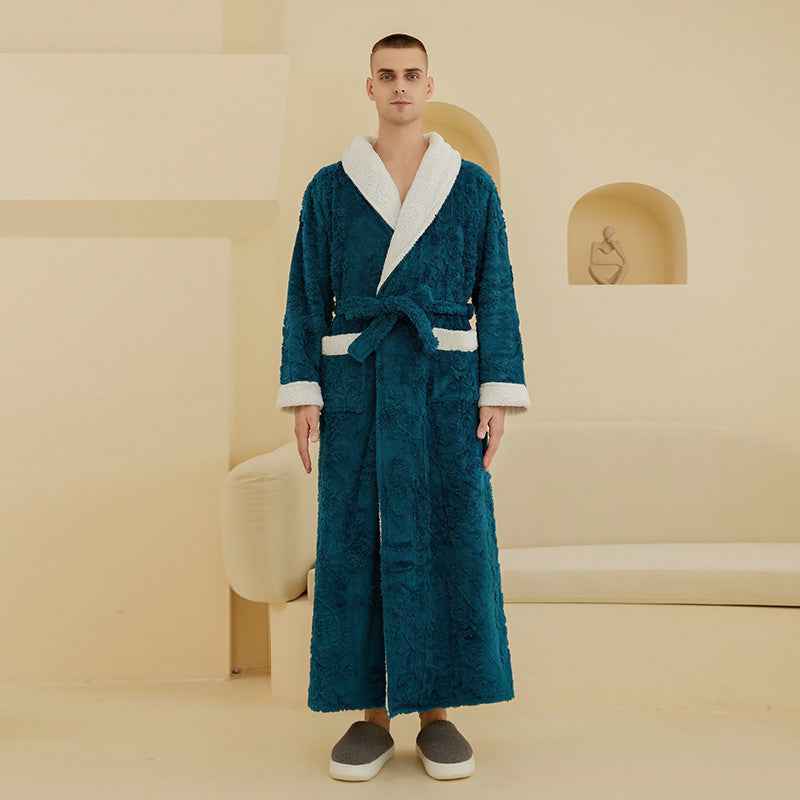 Jacquard Double Layer Thickened Flannel Nightgown